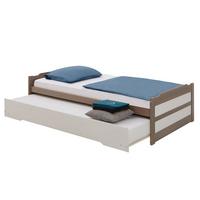 TANDEMBETT LORENA 90x190 cm taupe/weiß - Taupe/Weiß, Holz (90/190cm) - IDIMEX