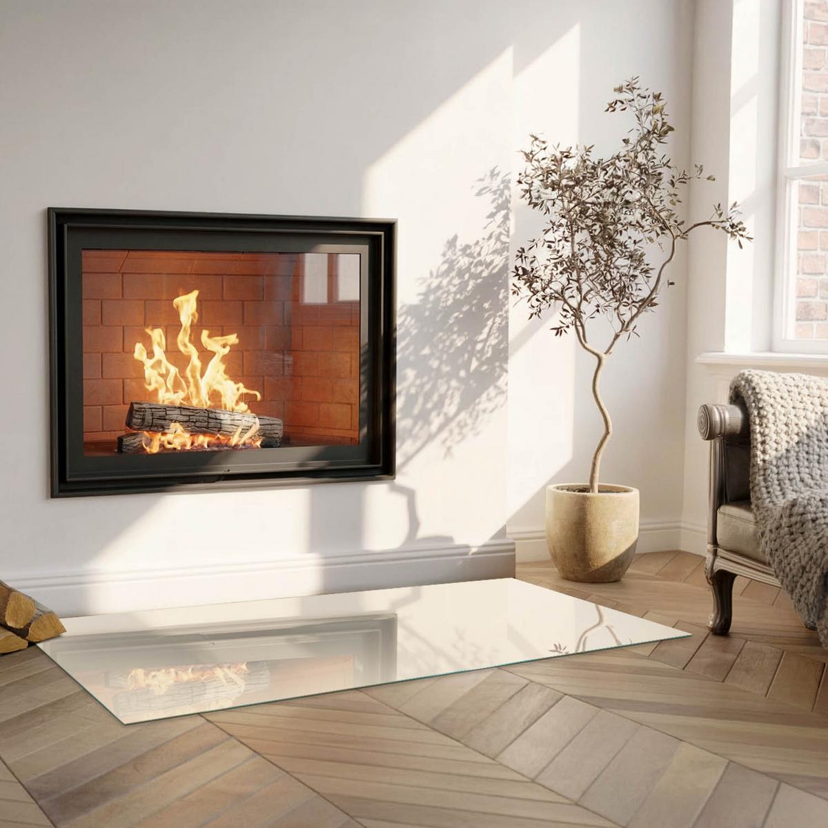 GLASPLATTE für Kamin 125x50 cm - Gelb, Glas (125/50/0.4cm) - TULUP
