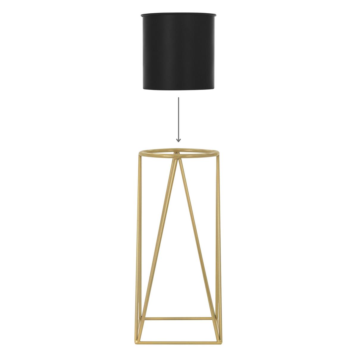 BLUMENSTÄNDER 2er Set Schwarz-Gold 21,8x22x47cm/25x25x71cm aus Stahl - Goldfarben/Schwarz, Metall (25/25/71cm) - ML-DESIGN