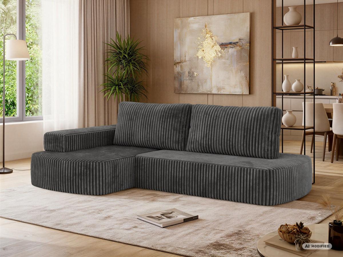 ECKSOFA LIRENA L Cord Grau - Links - Grau, Textil (160/260cm) - MKS