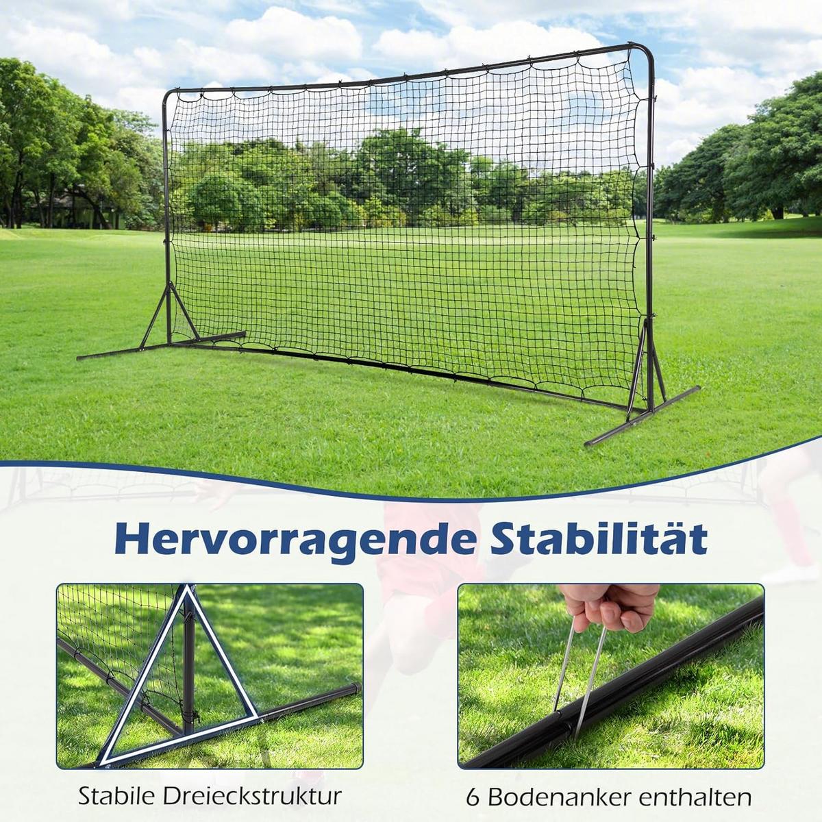 FUBBALLTOR Schwarz - Schwarz, Metall (373/183/151cm) - COSTWAY