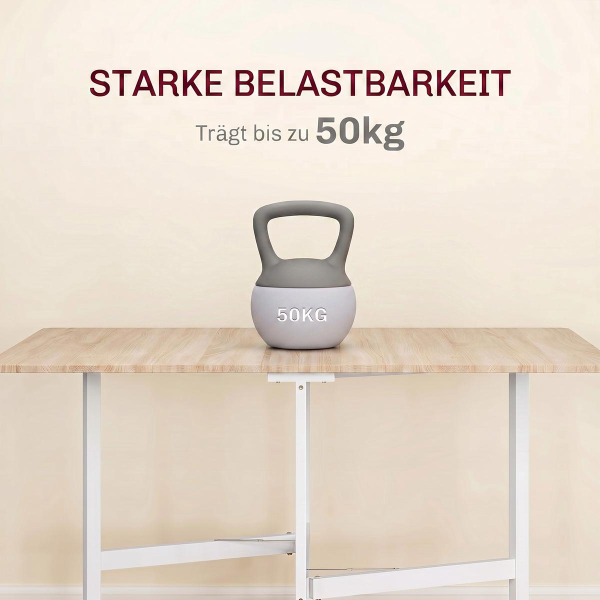 KLAPPTISCH Spanplatte Stahl Eiche-weiß - Eichefarben/Weiß, Holzwerkstoff/Metall (120/80/73cm) - HOMCOM