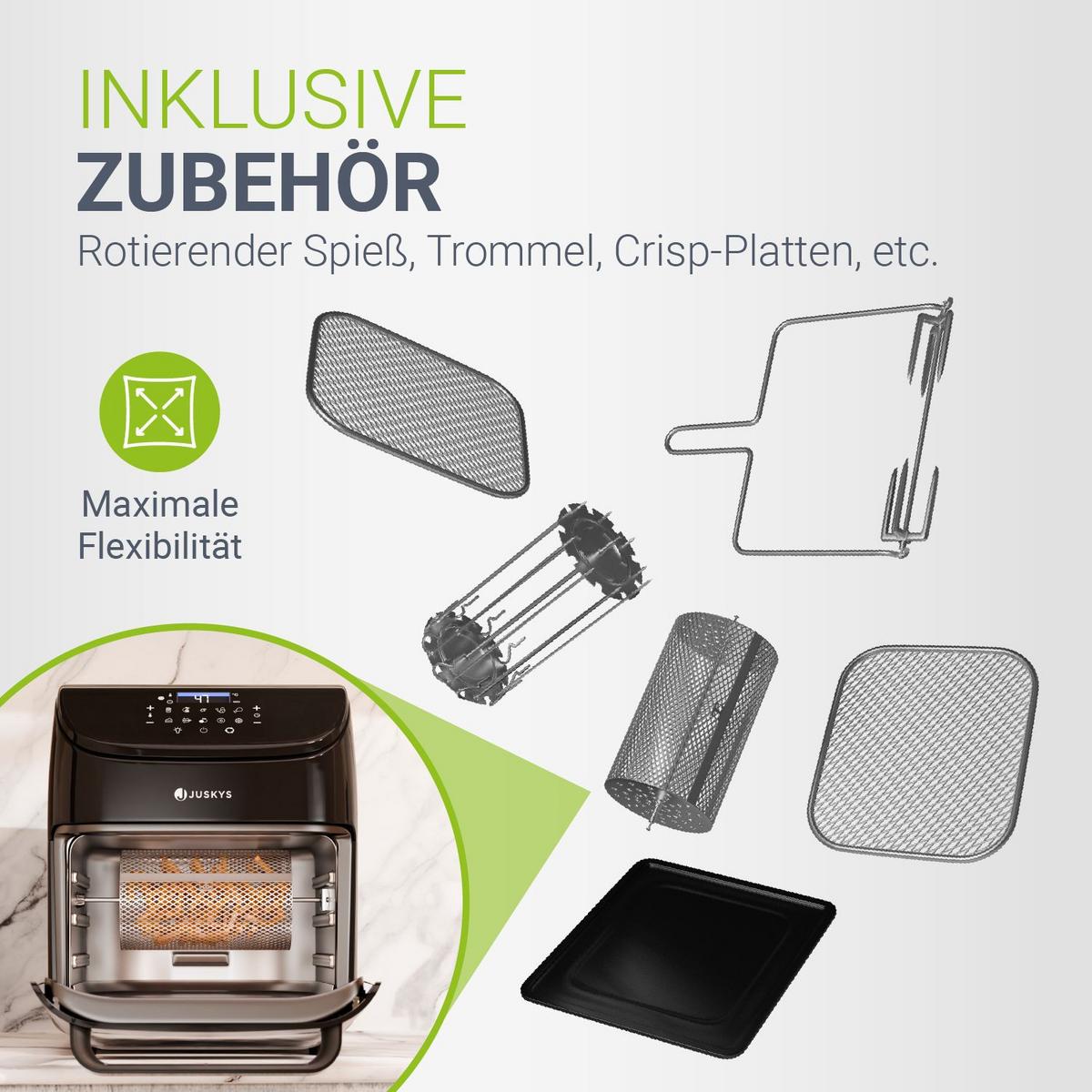 HEISSLUFTFRITTEUSE 12 L - Schwarz, Kunststoff (32/38/34cm) - Juskys