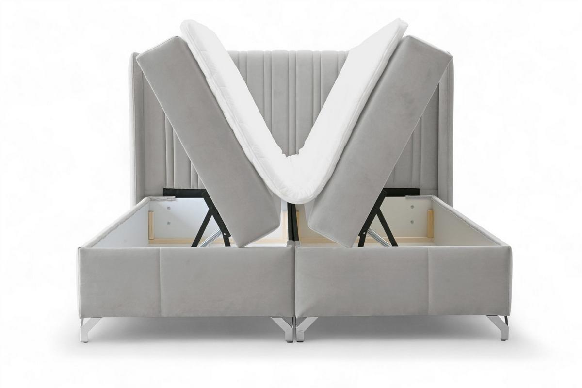BOXBETT Damien - Hellgrau, Holzwerkstoff/Textil (140/200cm) - Fun Möbel