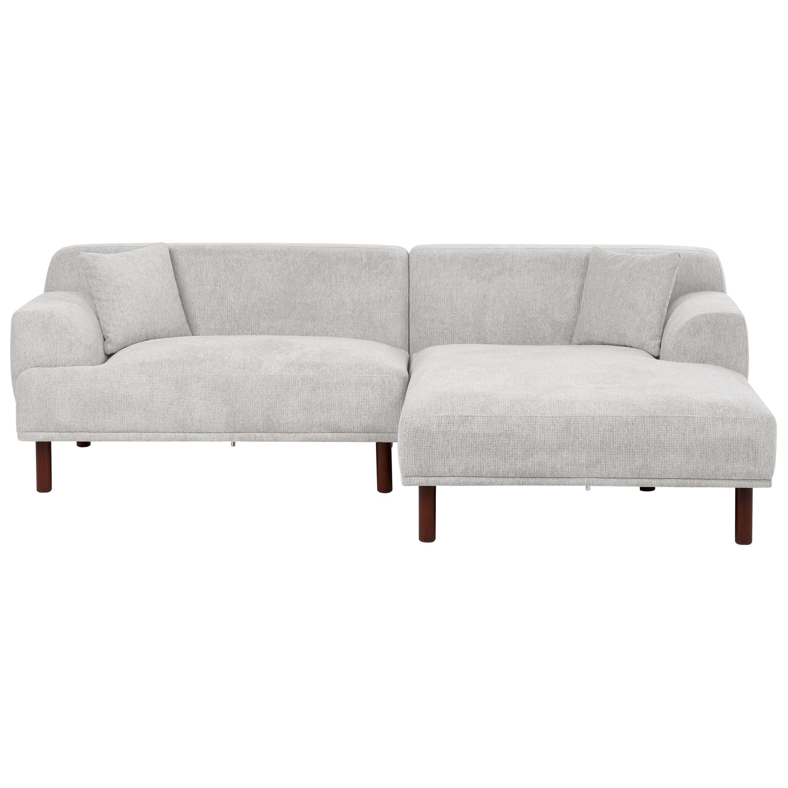 ECKSOFA 3-Sitzer Stoff Hellgrau linksseitig Holt - Hellgrau, Textil (241/159cm) - Beliani