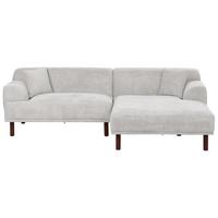ECKSOFA 3-Sitzer Stoff Hellgrau linksseitig Holt - Hellgrau, Textil (241/159cm) - Beliani