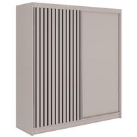 SCHWEBETÜRENSCHRANK mit Lamellen LUMOS - 200 - Kaschmir und Schwarz - Kaschmir/Schwarz, Holzwerkstoff/Metall (200/216/61cm) - MKS