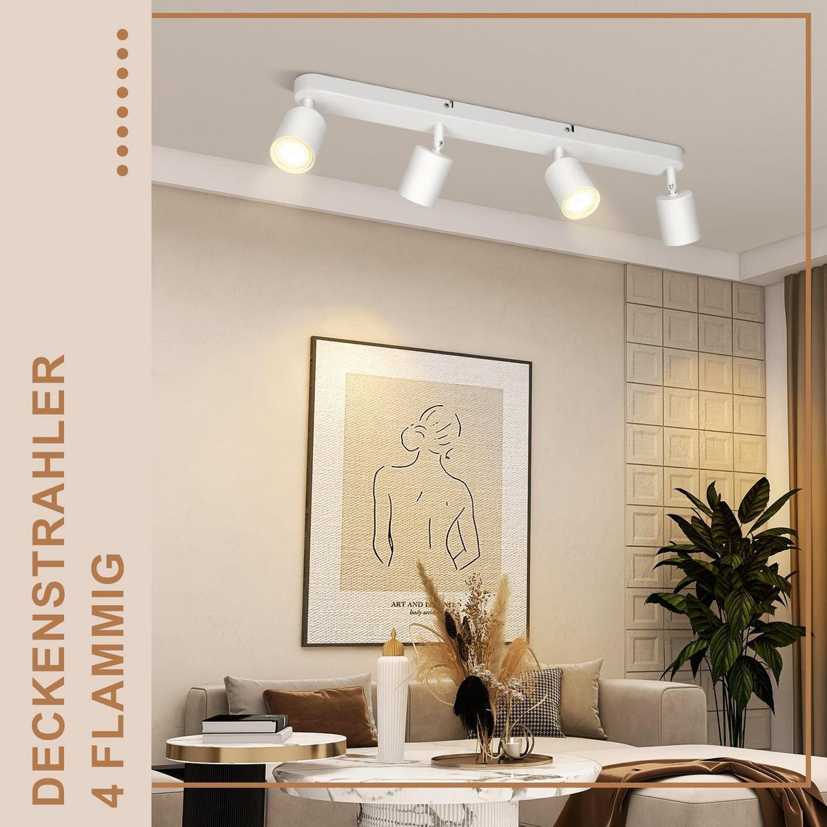 DECKENSTRAHLER Lichtfried 6/14/58 cm - Weiß, Metall (58/6/14cm) - ZMH