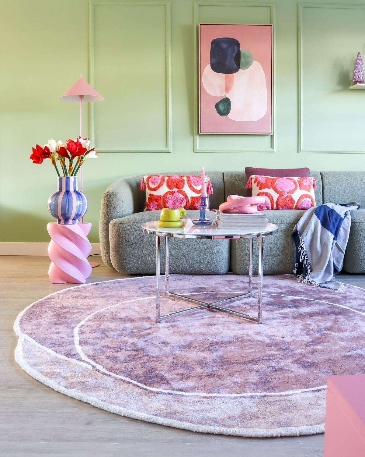 TEPPICH Rosa 200/200 cm Viskose Kanrach - Pink, Textil (200/200cm) - Beliani