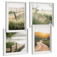 BILDER SET 4er Set - 50x50 cm & 40x60 cm Weißer Rahmen - Landschaftswiesenstraße West - Weiß, Kunststoff (50/50cm) - TULUP