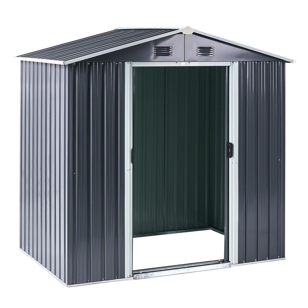 GERÄTEHAUS 194 cm 118 cm Graphitgrau Cirella - Graphitfarben/Weiß, Metall (194/184/118cm) - Beliani