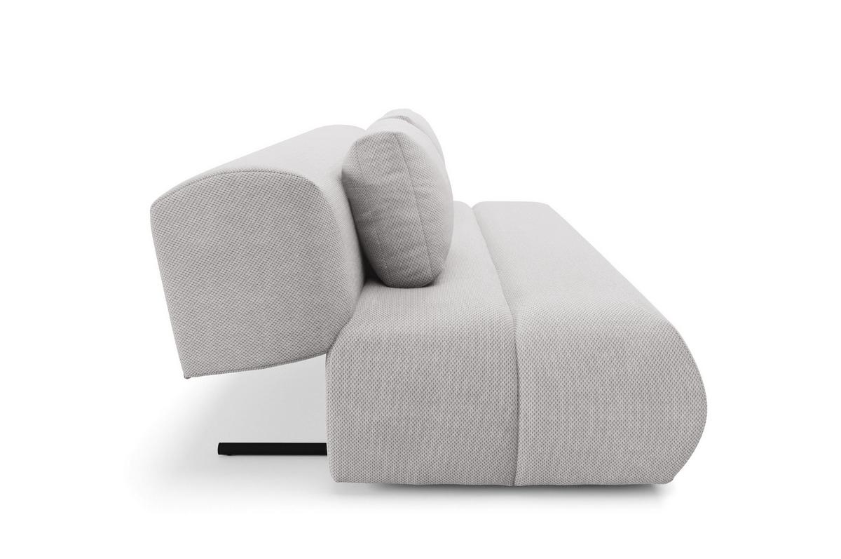 BETTSOFA ATOMO Hellgrau Velours-Stoff mit Schlaffunktion - Hellgrau, Holz (217/82/134cm) - MASSENO