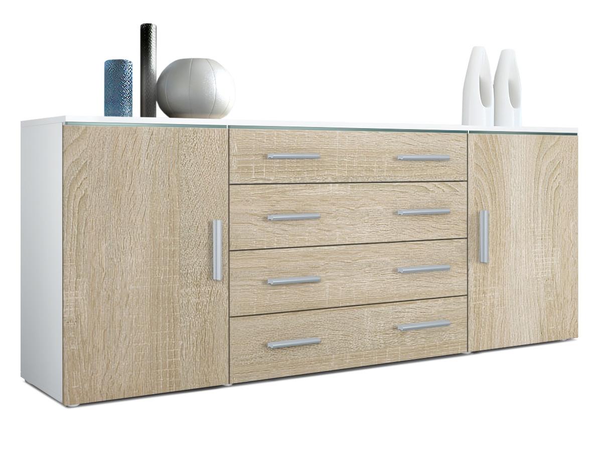 SIDEBOARD Verona Eiche sägerau - Eiche San Remo, Holzwerkstoff (166/72/35cm) - Vladon