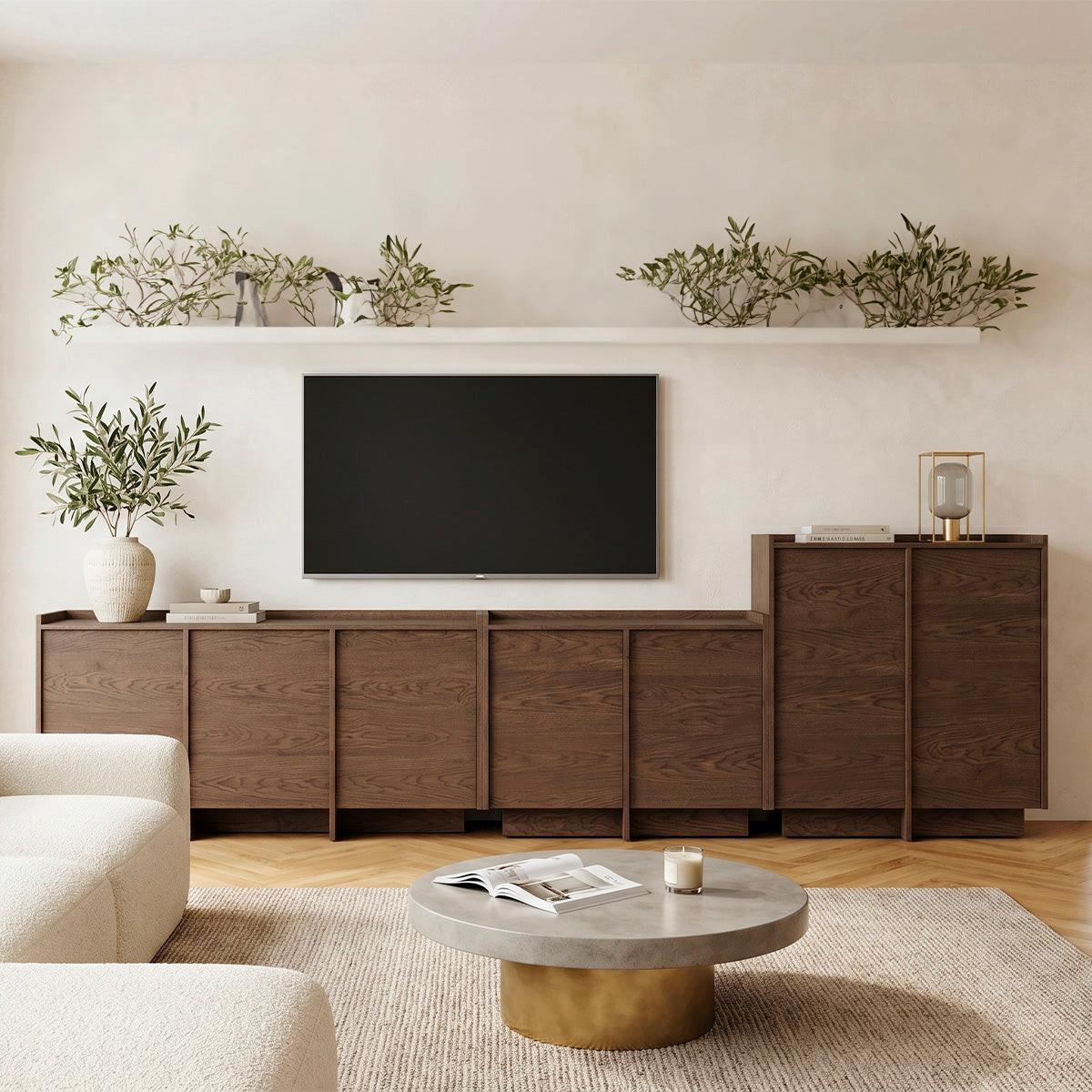SIDEBOARD Japandi Dunkles Holz - Braun, Holzwerkstoff (102/128/38cm) - Petits-meubles