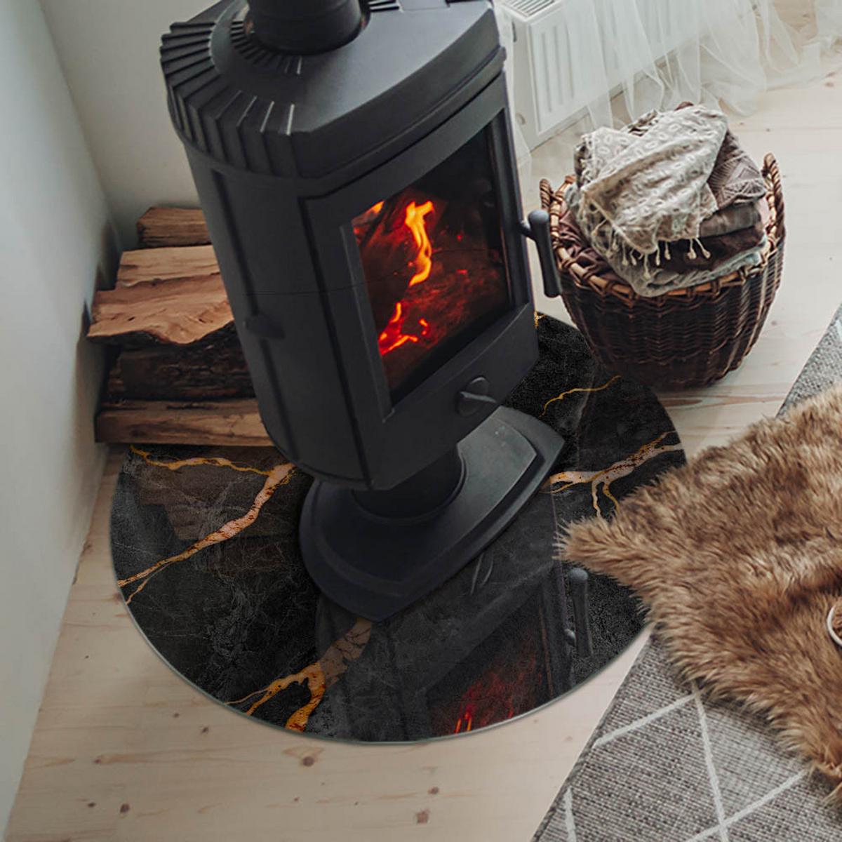 GLASPLATTE für Kamin Ø 70 cm - Schwarz, Glas (70/70/0.4cm) - TULUP