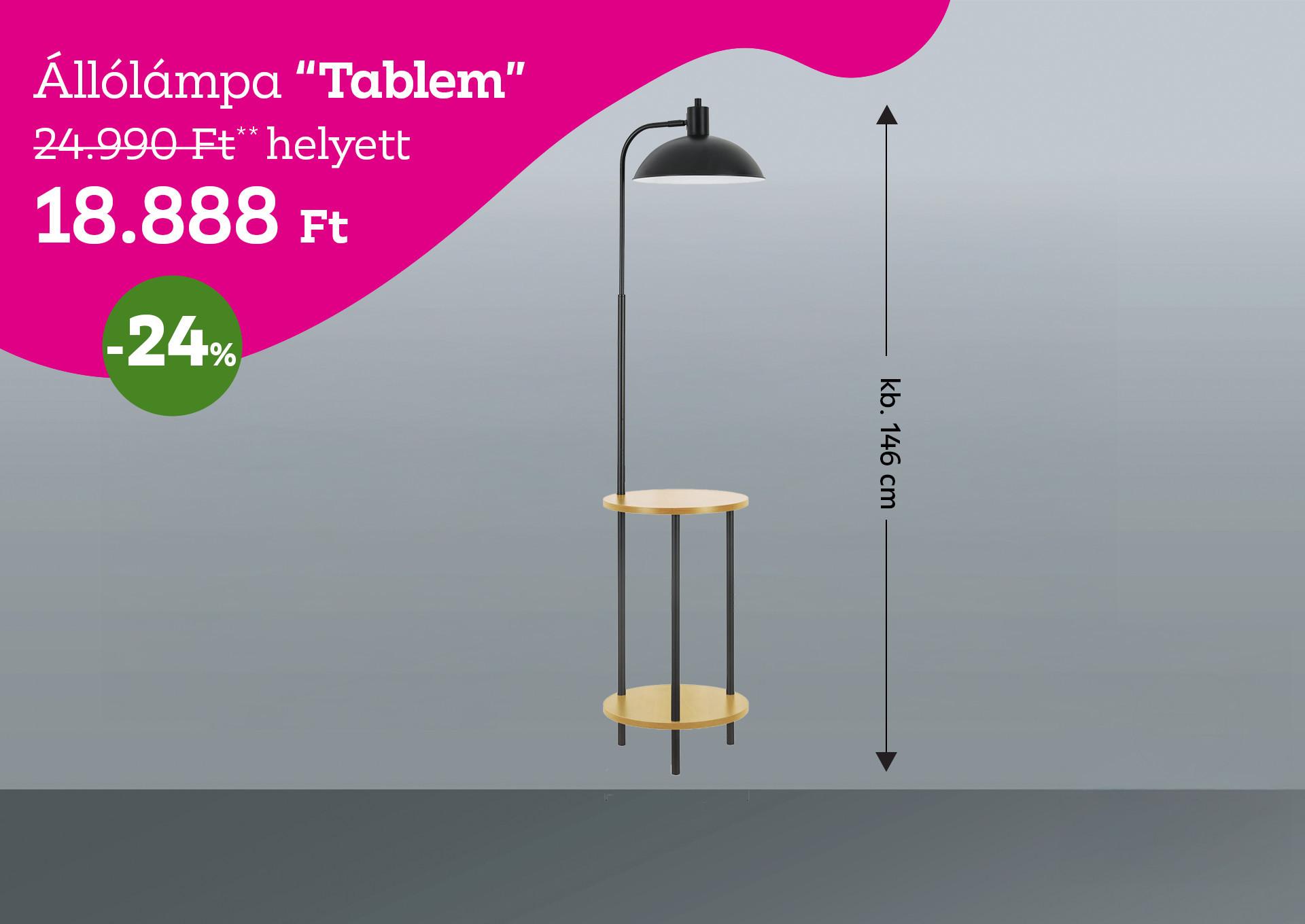 Állólámpa TABLEM 24990 Forint helyett 18888 Forint kedvezmény mértéke 24%