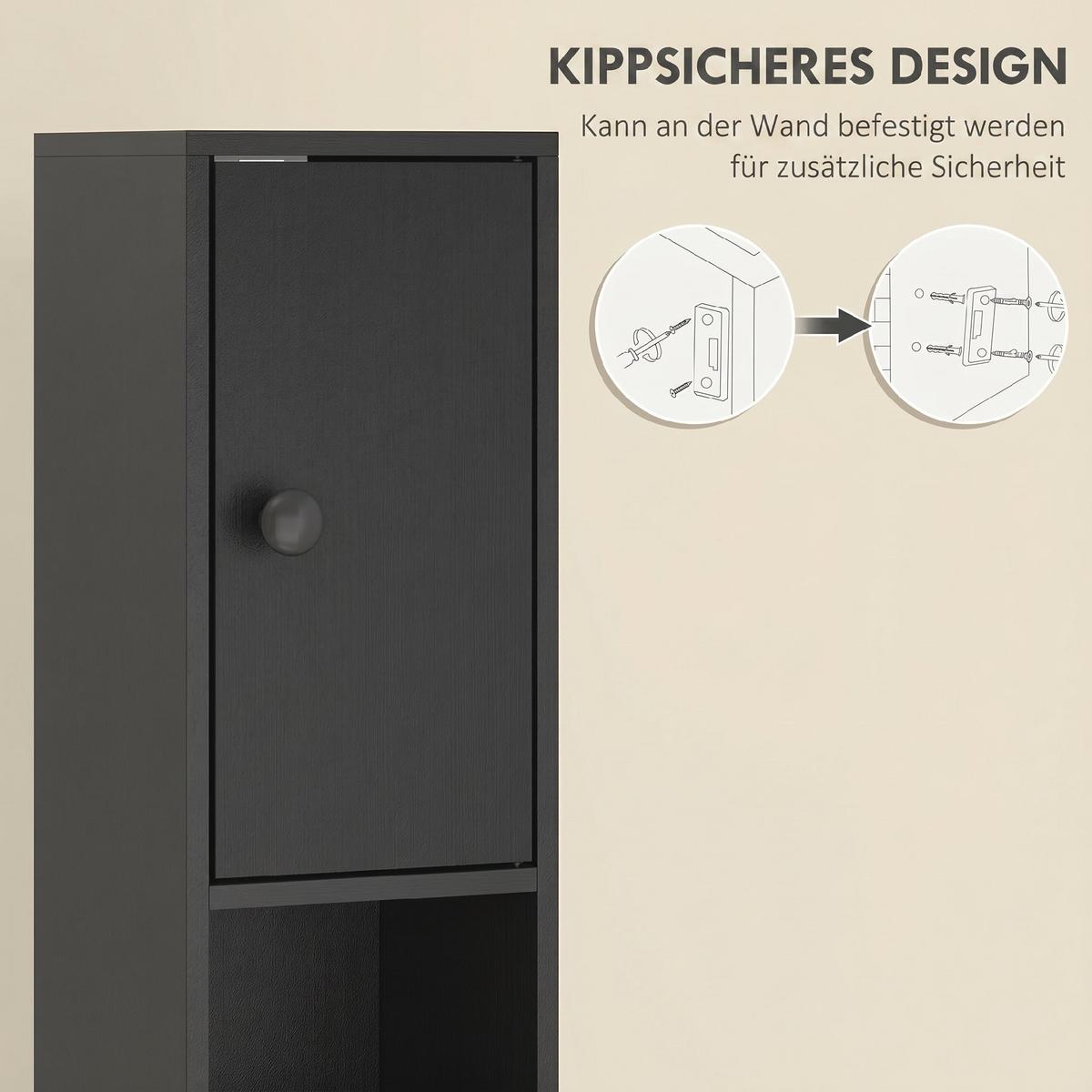 BADEZIMMERSCHRANK Spanplatte Schwarz - Schwarz/Grün, Karton/Holzwerkstoff (20/180/20cm) - Kleankin