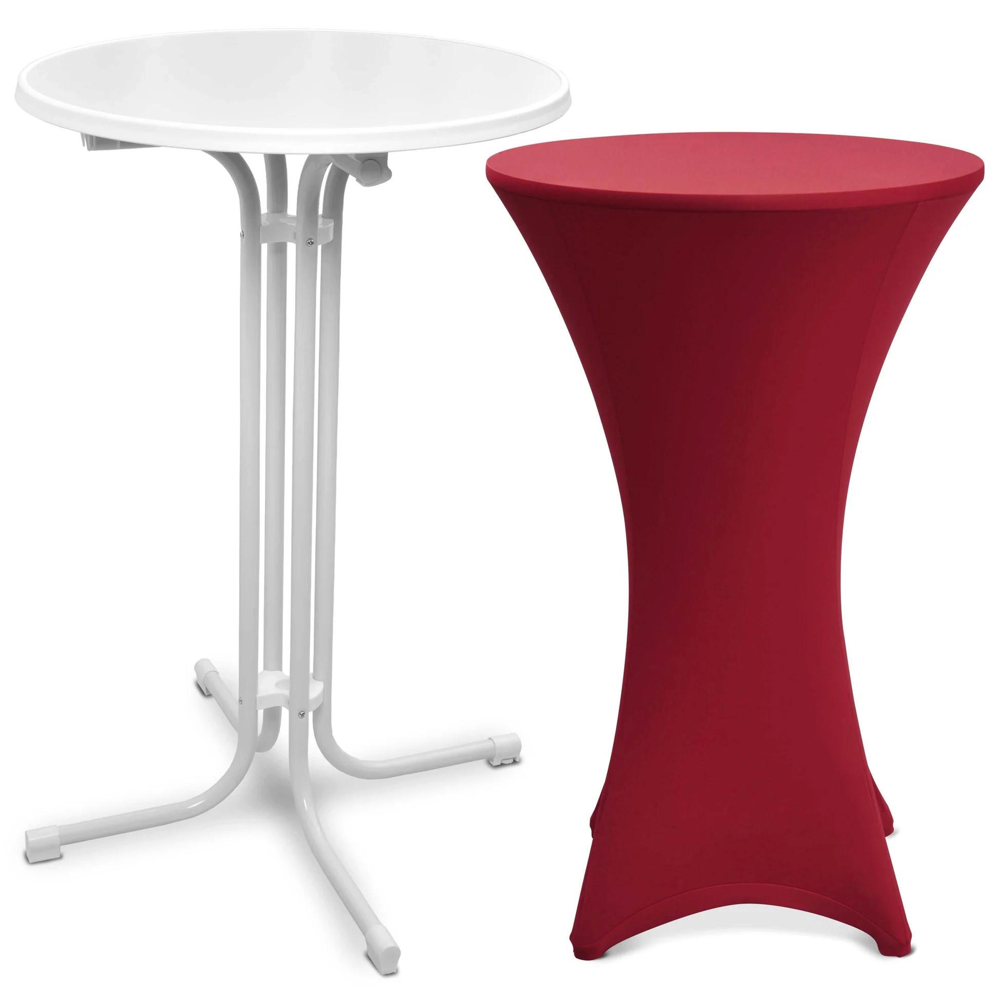 STEHTISCH Bellini Ø 80cm Weiß mit Stella Stehtischhusse Ø 80cm Bordeaux - Bordeaux/Weiß, Metall (80/80/110cm) - Beautissu 