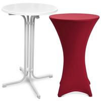 STEHTISCH Bellini Ø 80cm Weiß mit Stella Stehtischhusse Ø 80cm Bordeaux - Bordeaux/Weiß, Metall (80/80/110cm) - Beautissu 