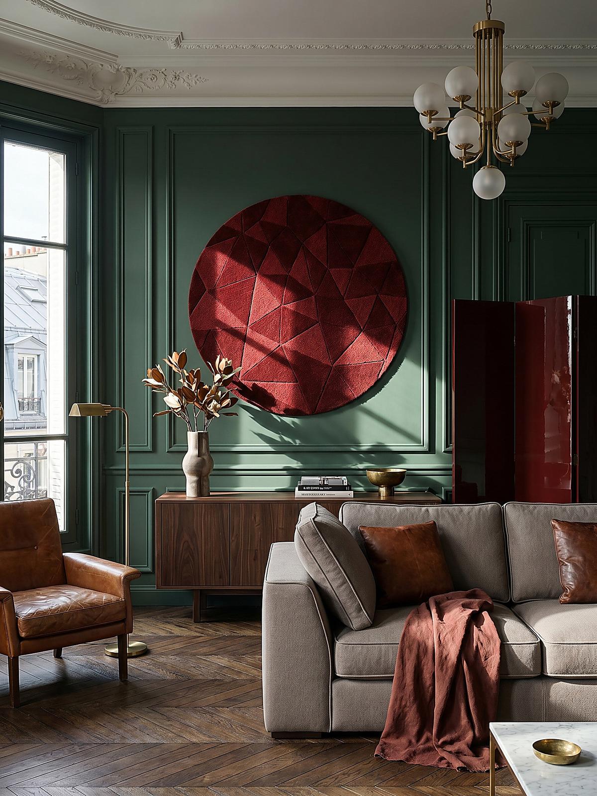 WOLLTEPPICH DEBEN, geometrisch, Rot, Ø 160 cm - Rot, Textil (160/160cm) - KADIMA DESIGN