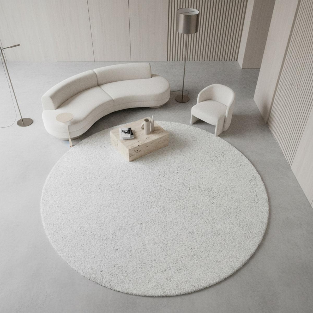 TEPPICH Hochflor SPREE in Weiß, einfarbig, Ø 80 cm - Weiß, Textil (80/80cm) - KADIMA DESIGN