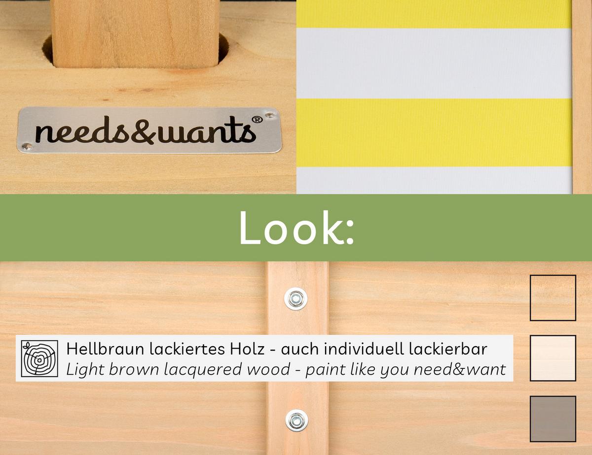 SANDKASTEN mit Dach, Sitzbank und Boden, Holz wetterfest - Gelb, Holz (113/113/113cm) - needs&wants