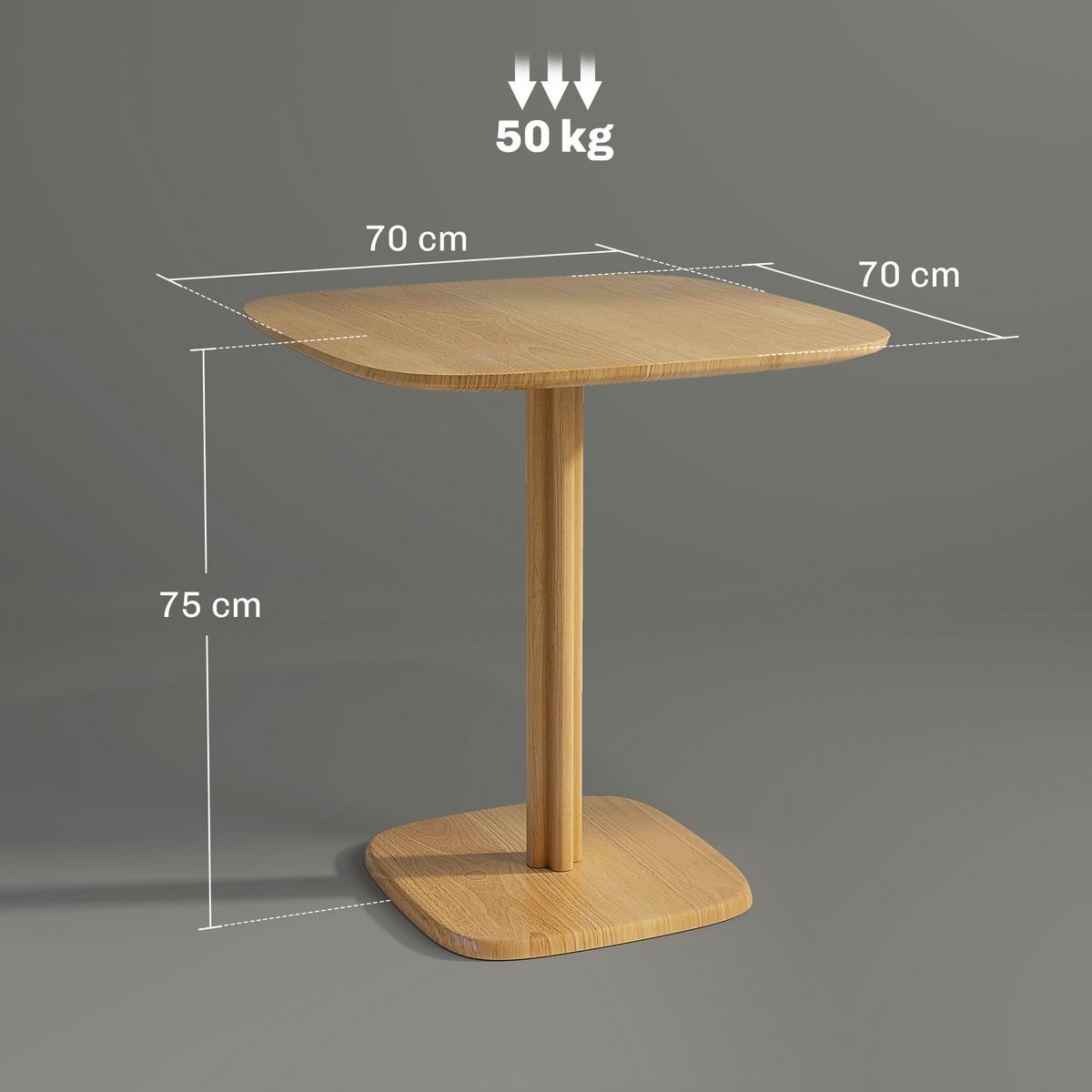 ESSTISCH Kautschukholz Naturholz - Naturfarben, Holz (70/70/75cm) - HOMCOM