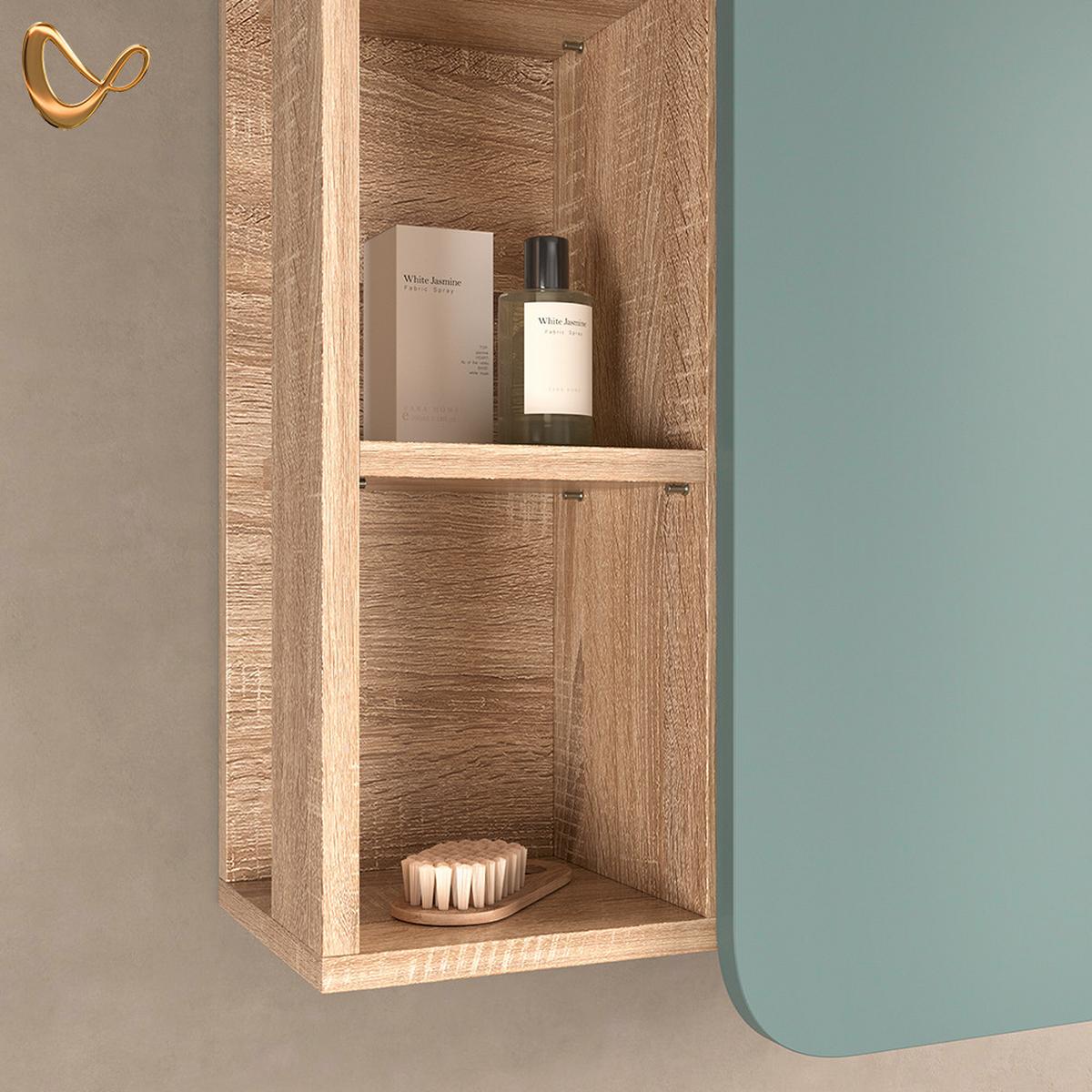 BADSCHRANK Marano Blau-Grau 50 x 75 cm mit Tür und offenen Fächern - Blaugrau, Holzwerkstoff (50/75/20cm) - Livinity®