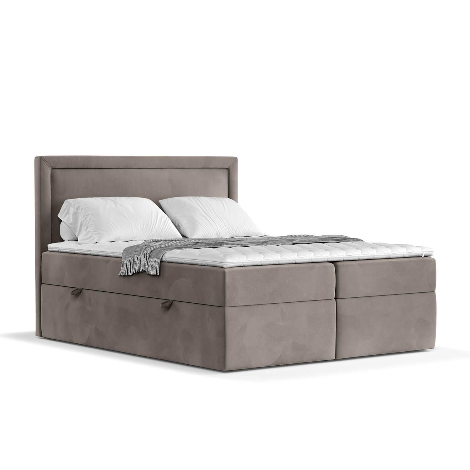 BOXBETT Jodan 160/200 cm Taupe im Magic Velvet Stoff - Taupe/Schwarz, Holz/Holzwerkstoff (160/200cm) - AltaBeds