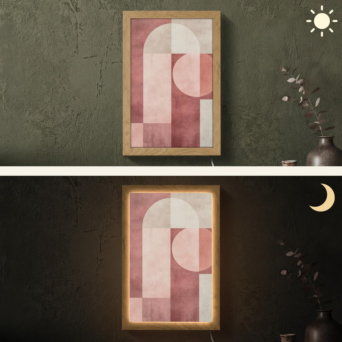 WANDLEUCHTE Figuren - Abstrakt - Rosa 20x30 cm - Altrosa, Holzwerkstoff (20/30/8cm) - OnlyWow