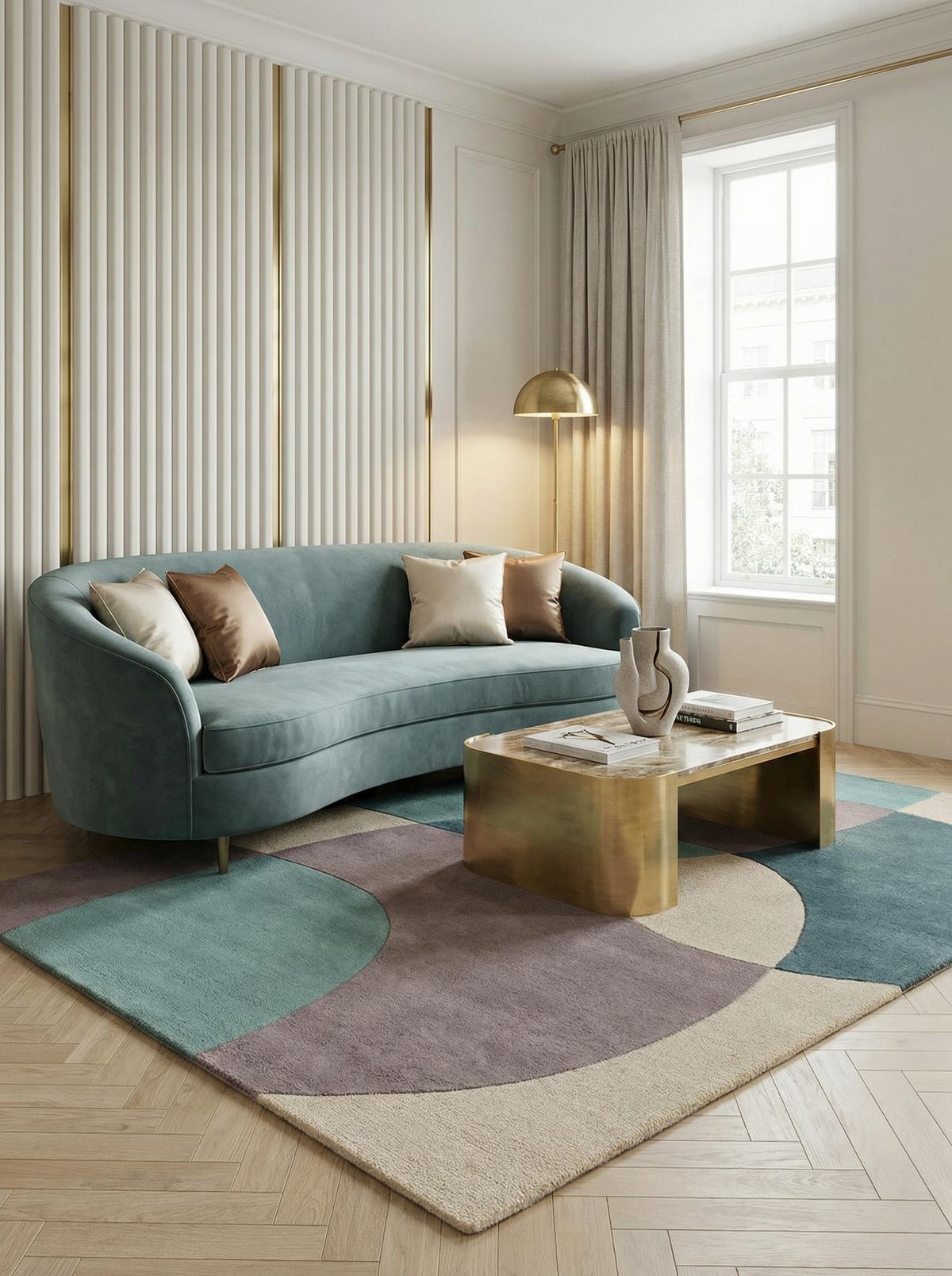WOLLTEPPICH AIRE, abstrakt, aus Wolle, Blau, 120 x 170 cm - Blau, Textil (170/120cm) - KADIMA DESIGN