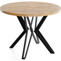 ESSTISCH Revena runder ausziehbarer, Craft Eiche 100-180/100/76 cm - Eiche Wotan/Schwarz, Holzwerkstoff/Metall (100/180/76cm) - WFL GROUP