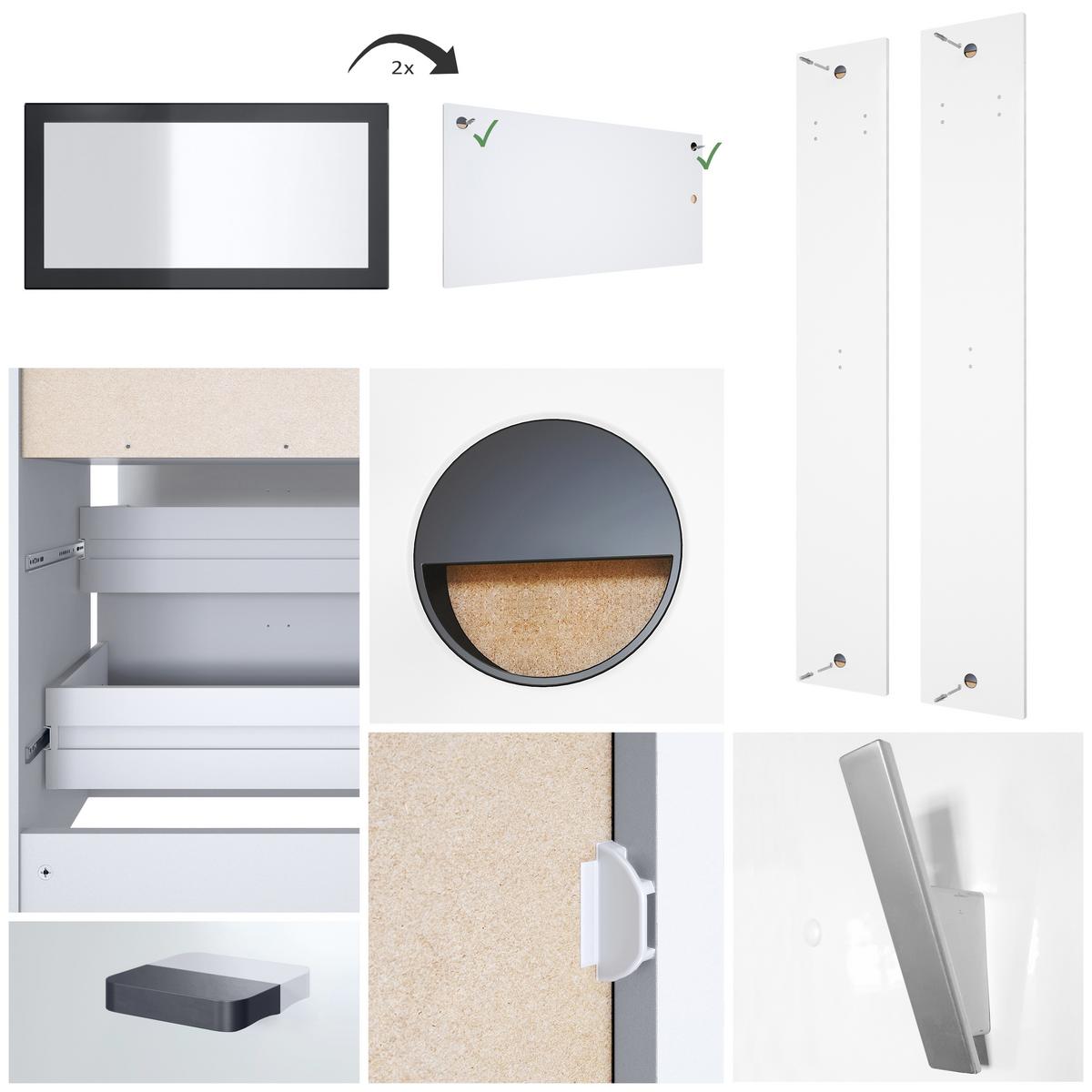 GARDEROBE Pino Schwarz Hochglanz - Schwarz Hochglanz, Holzwerkstoff (130/185/36cm) - Vladon