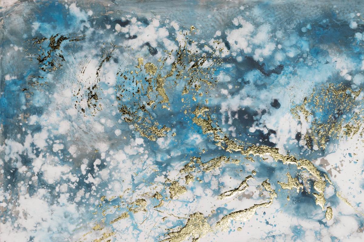 ACRYLBILD HANDGEMALT 100/75 cm - Blau/Weiß, Holz/Textil (100/75cm) - KUNSTLOFT