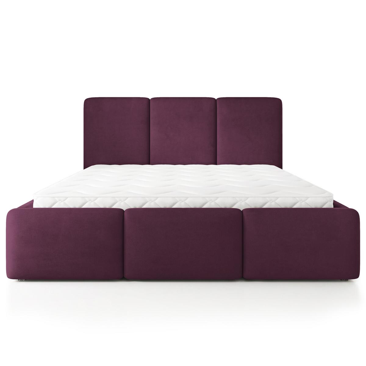 POLSTERBETT MORENA MGV 120x200 cm mit Bettkästen - Violett - Violett, Holz (120/200cm) - MASSENO
