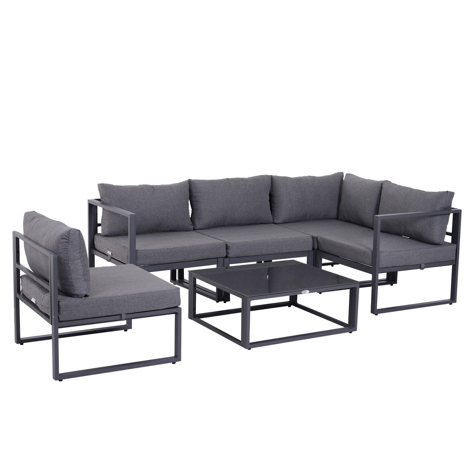 GARTENMÖBEL Set, Alu, Polyester, Grau - Grau, Metall - Outsunny