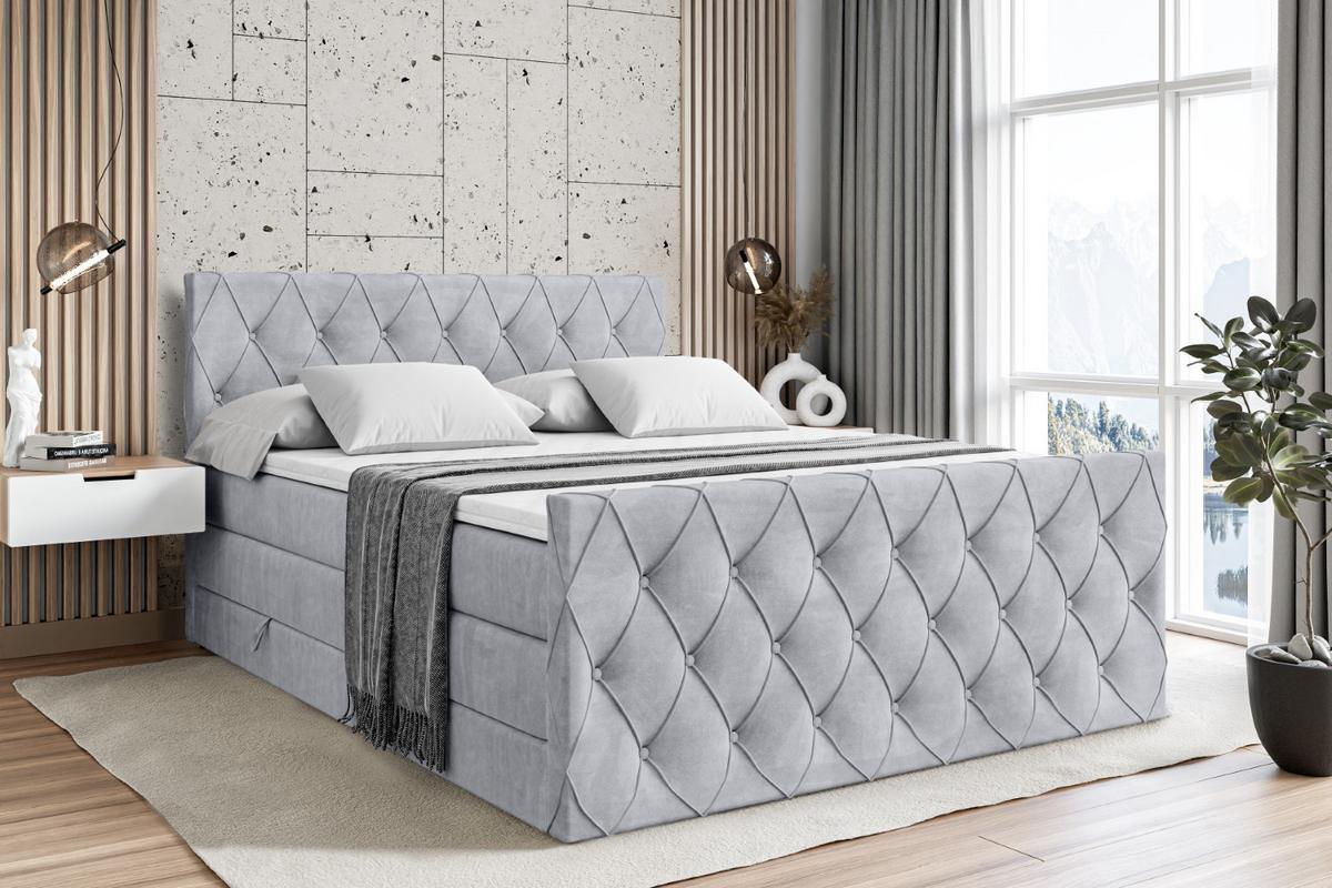 BOXSPRINGBETT AMAY-Z KING - 140x200 - H3/H4 - Hellgrau - Hellgrau, Holzwerkstoff (140/200cm) - ALTDECOR