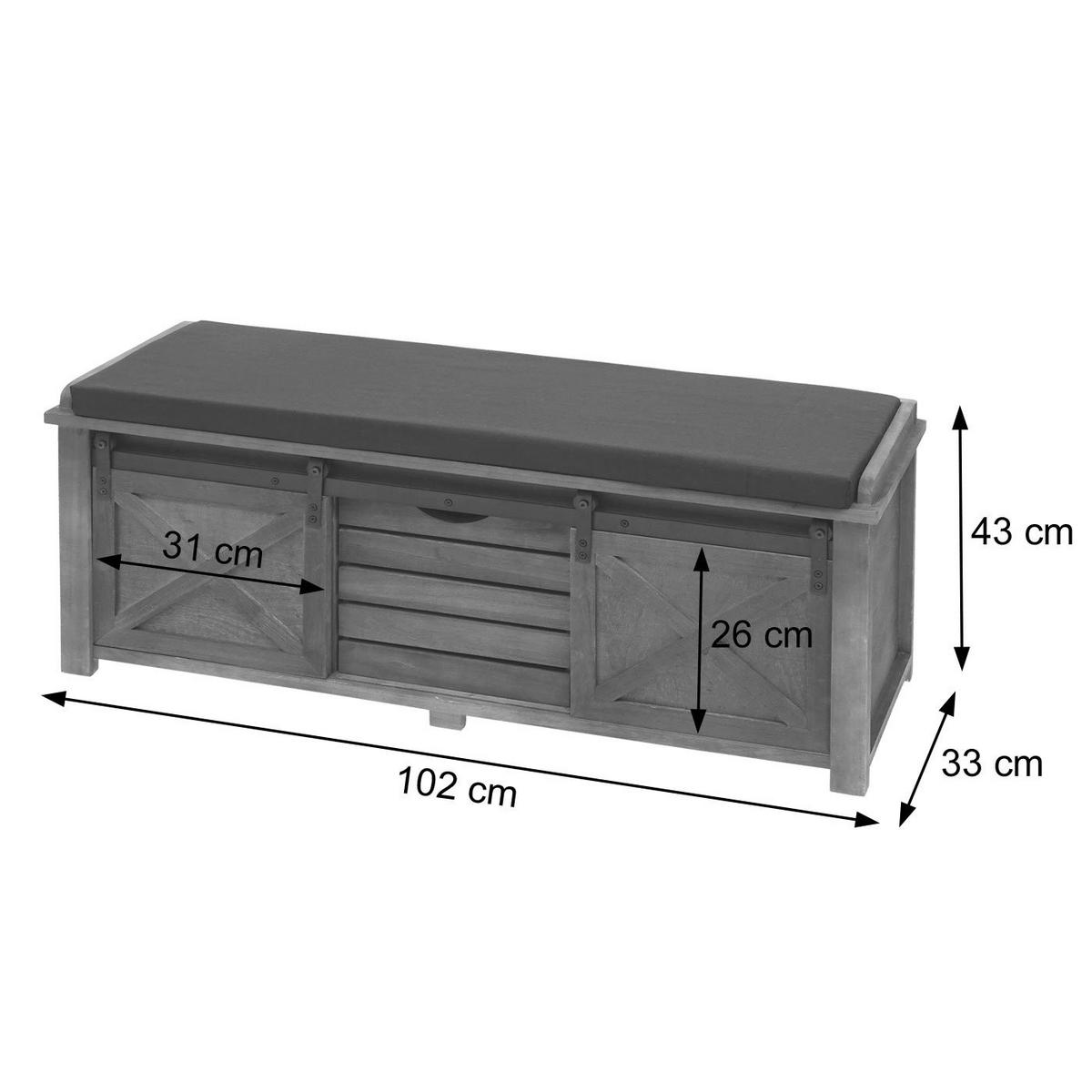 SITZBANK MIT STAUFÄCHERN Schwarz - Schwarz, Holz (102/43/33cm) - MCW