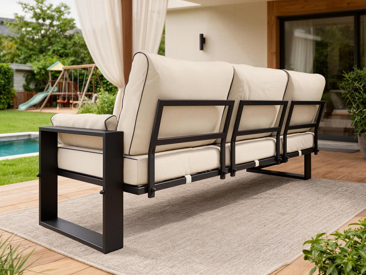 GARTENMÖBEL-SET ELBA: 1x Tisch, 2x Sofa - Beige - Beige, Textil - MKS