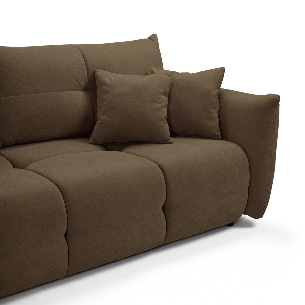 BETTSOFA MODA Braun Chenille-Stoff mit Schlaffunktion - Braun, Holz (245/86/110cm) - MASSENO