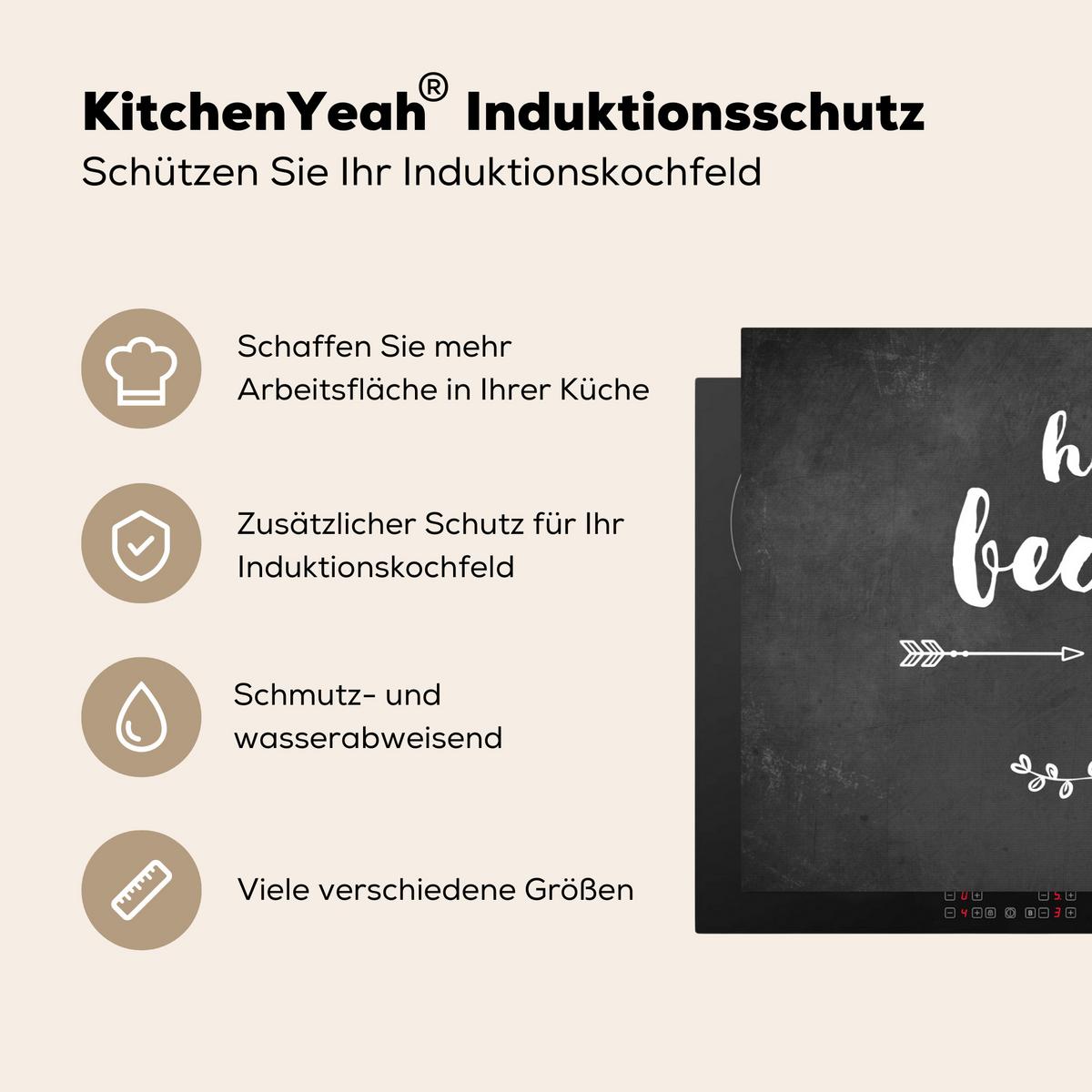 HERDABDECKPLATTE Zitat - Einen schönen Tag - Grau - Weiß Ceranfeldabdeckung 80x52 cm - Anthrazit, Kunststoff (80/52/0.2cm) - MuchoWow