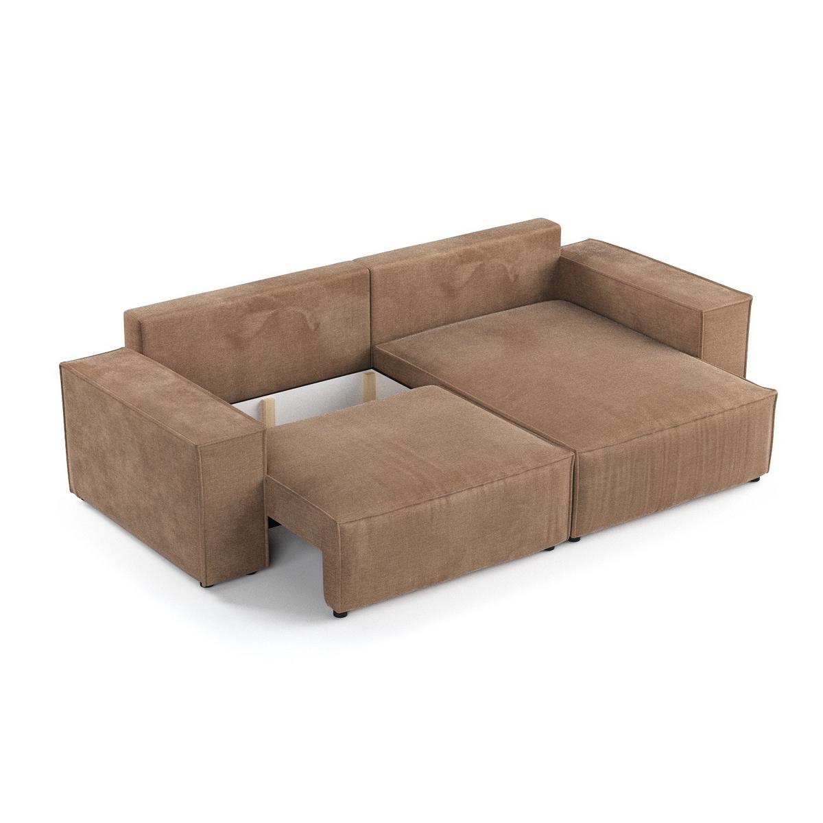 ECKSOFA CAVO mit Schlaffunktion Braun im Wind Stoff - Schwarz/Braun, Holz/Holzwerkstoff (255/148cm) - AltaBeds