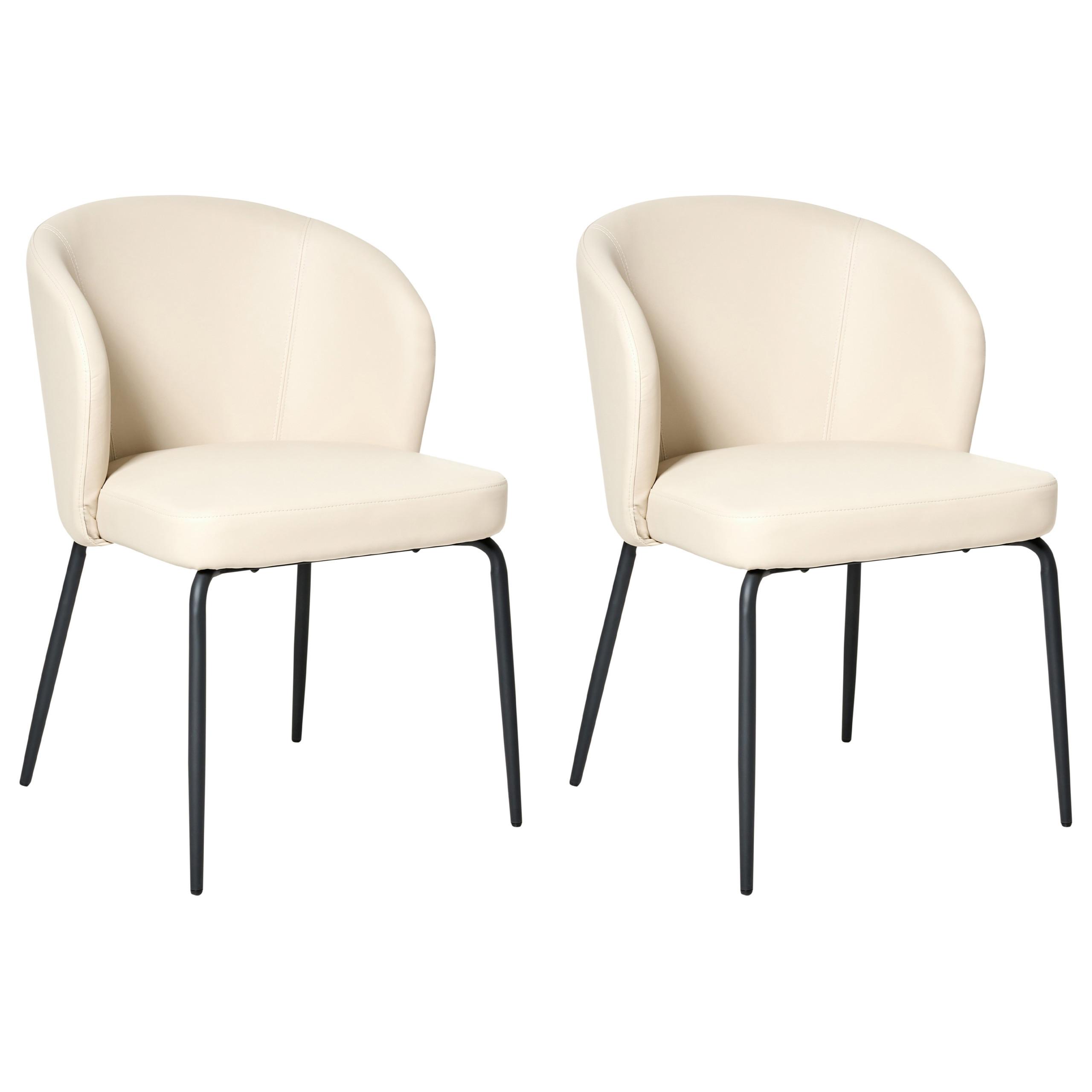 ESSZIMMERSTUHL 2er-Set Kunstleder Hellbeige Zana - Beige, Kunststoff (55/81/56cm) - Beliani
