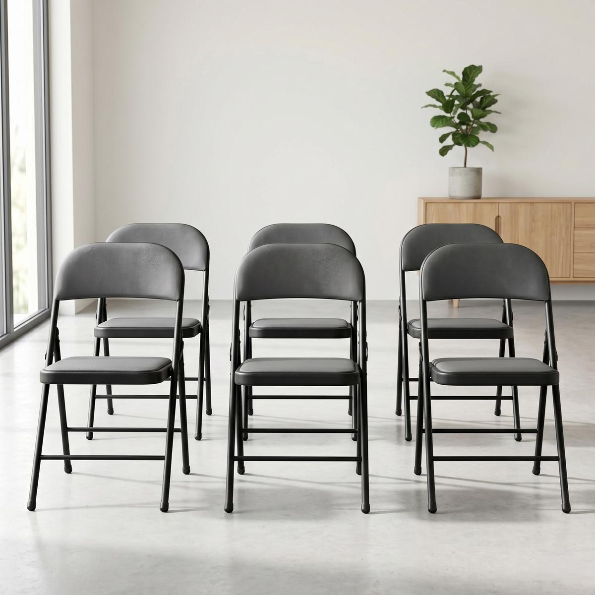 STUHL-SET 6 TLG. - Schwarz/Grau, Kunststoff/Metall (46/80/50cm) - pro.tec