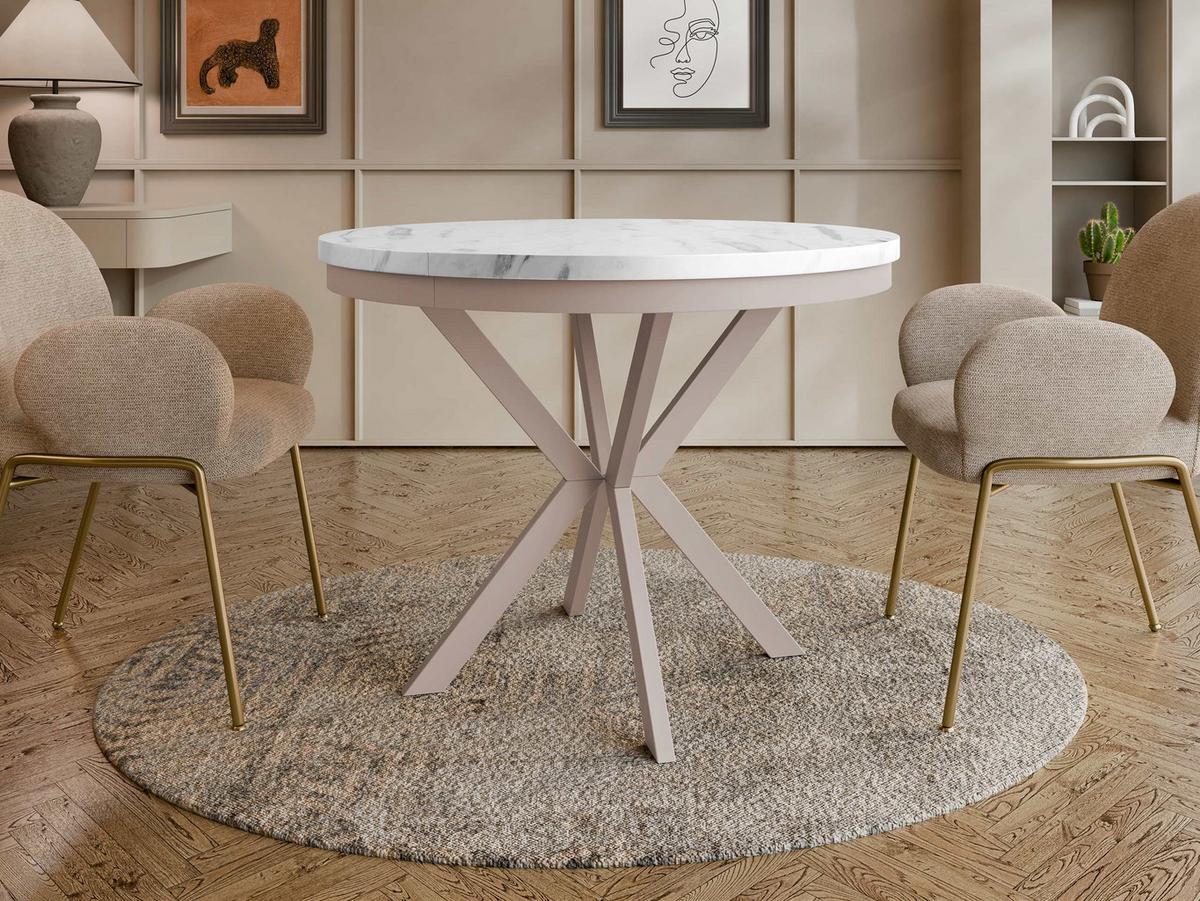 ESSTISCH ausziehbar Edder Cashmere 90 - Kaschmir/Weiß, Holzwerkstoff/Metall (90/90/76cm) - MIRJAN24