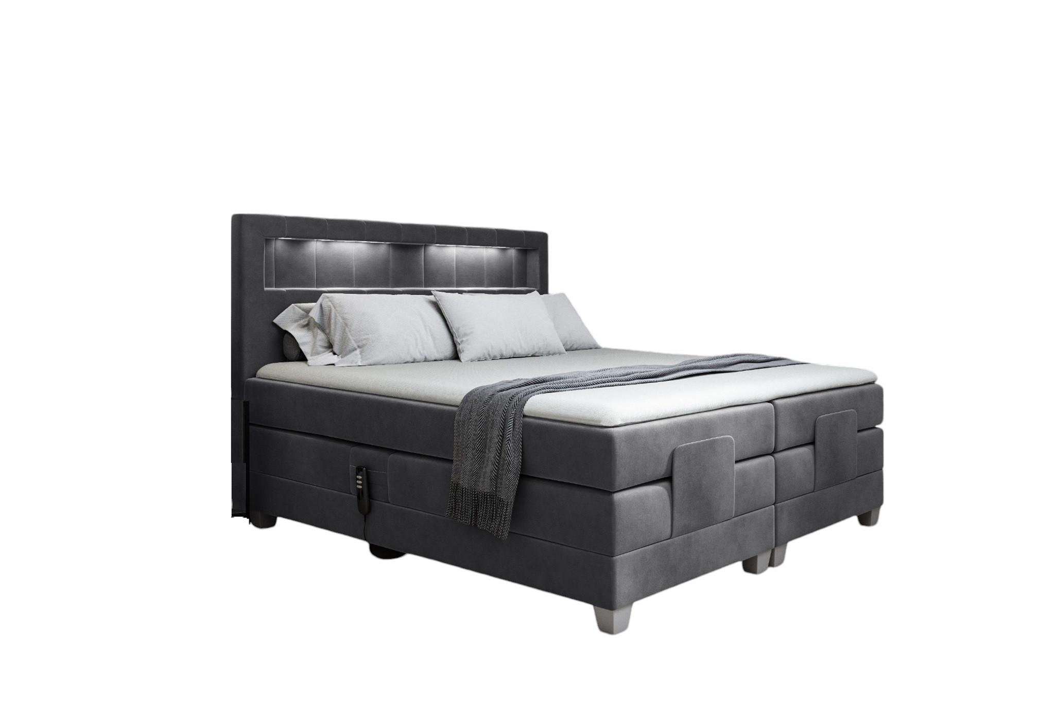 BOXSPRINGBETT Elektrisch Davide - Dunkelgrau, Holzwerkstoff/Textil (200/200cm) - Fun Möbel