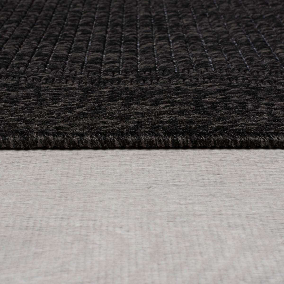 OUTDOORTEPPICH Waschbar USK, mit Bordüre, Schwarz, 80 x 150 cm - Schwarz, Textil (80/150cm) - KADIMA DESIGN