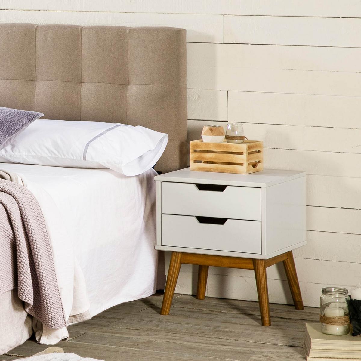 NACHTTISCH Baku 2 weißen Schubladen - Weiß, Holz (40/54/40cm) - VS Venta-stock