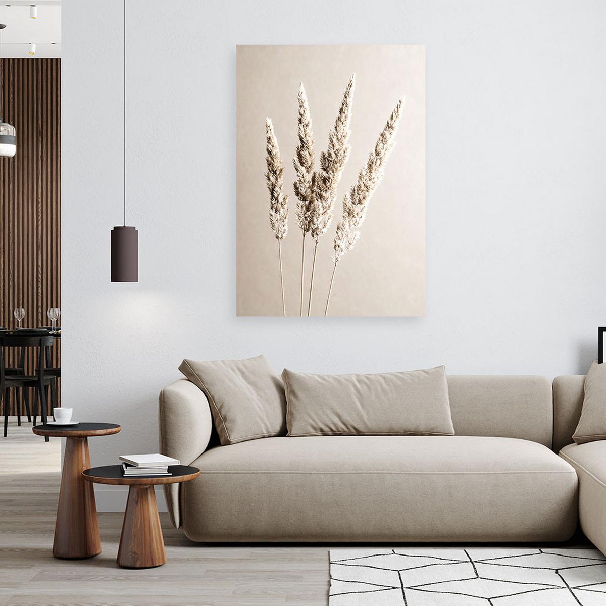 LEINWANDBILD Pampasgras Pflanzen beige 40x60cm - Beige, Textil (40/60cm) - Feeby
