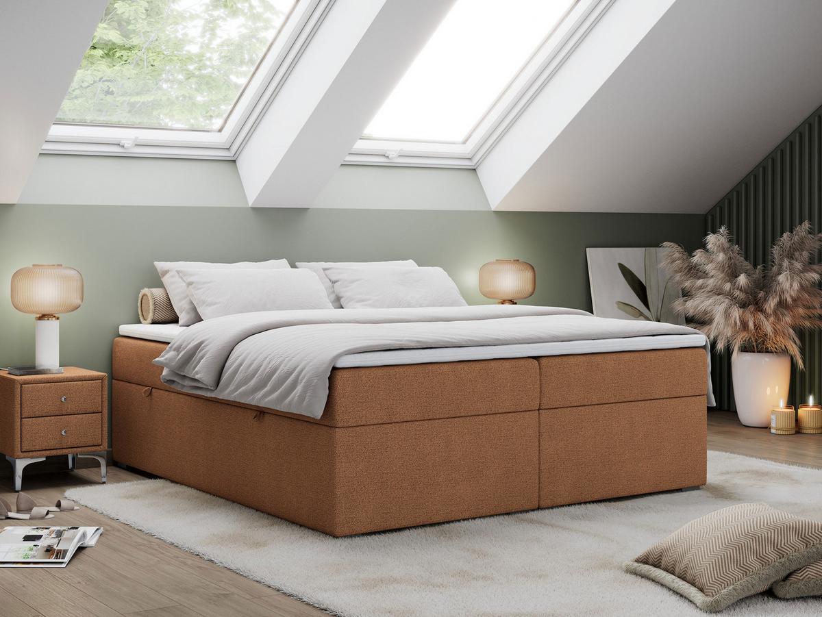 BOXBETT BESS 120/200 Orange Struktur - H3 - Orange, Holz/Textil (120/200cm) - MKS